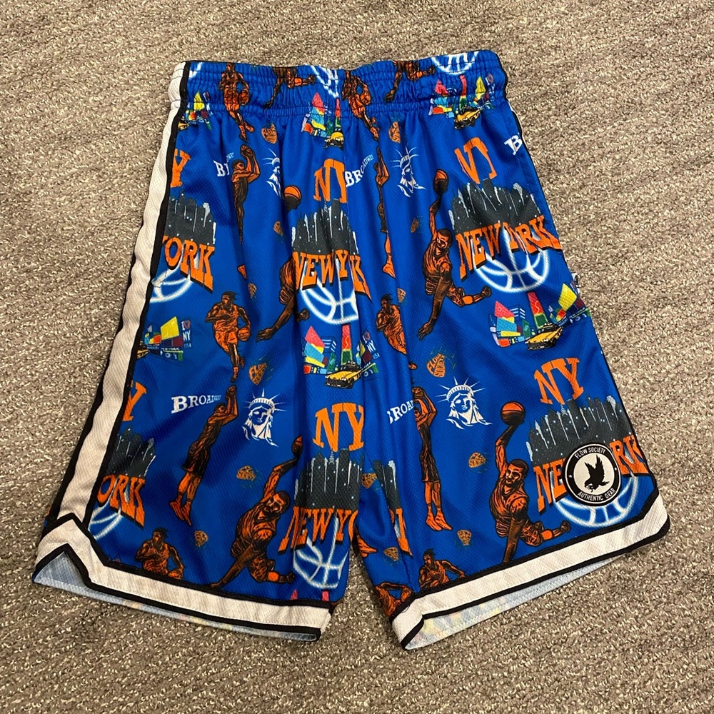 Blue New York Graphic Kids Basketball Shorts